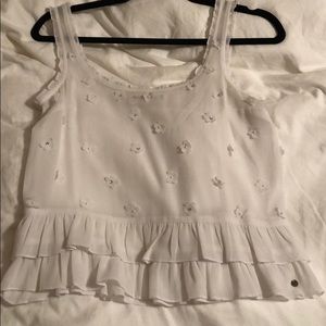 ❤️Abercrombie White Sheer Flower Tank Top❤️